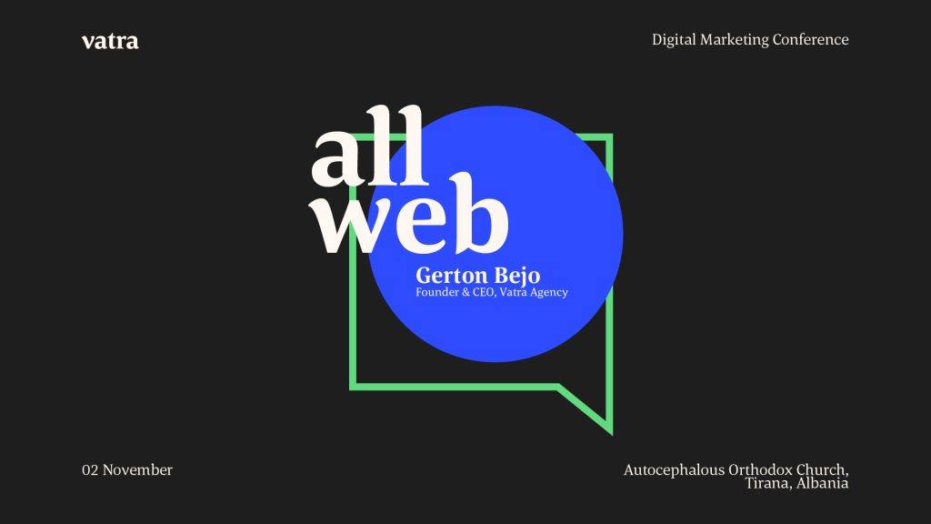 Visuel de la conférence de marketing digital AllWeb avec Gerton Bejo, fondateur et CEO de Vatra Agency